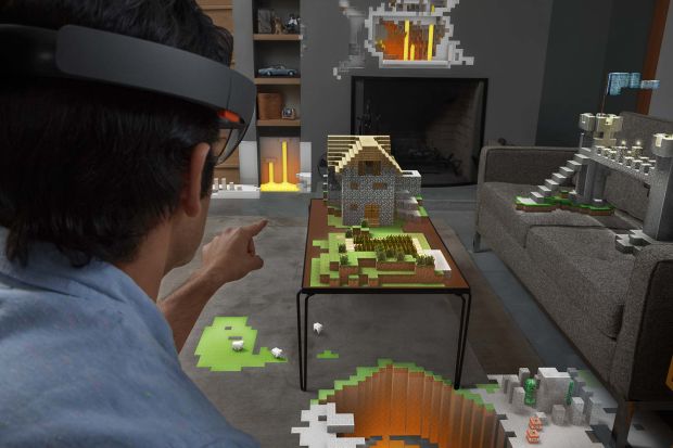 マイクロソフトHoloLensを使用したマインクラフトのデモ
